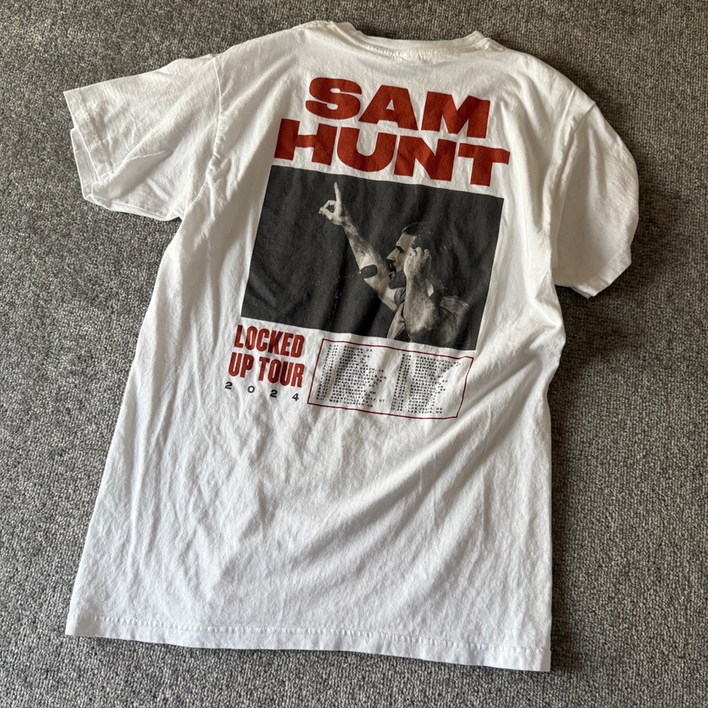 Sam Hunt Locked Up 2024 Tour White T-Shirt Men's Medium Country Music